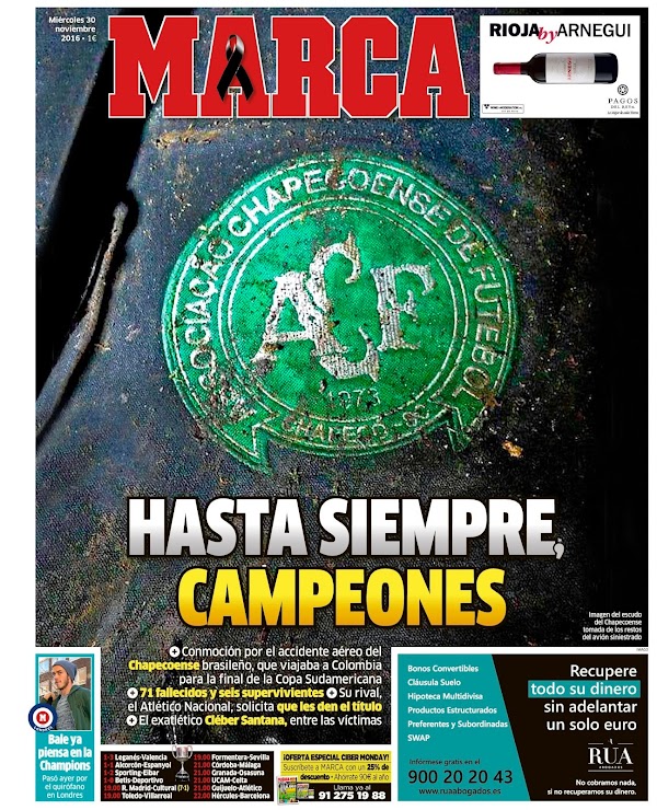 Chapecoense, Marca: "Hasta siempre, Campeones"