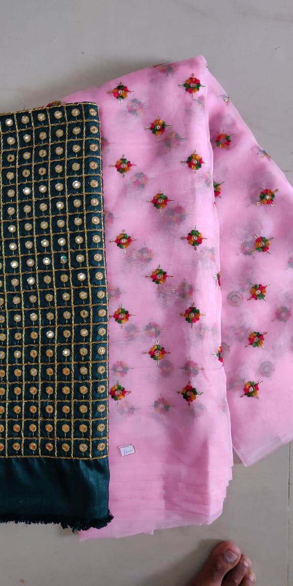 Organza saree with designer blouses
