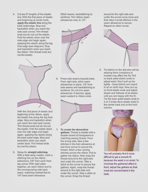 Moldes de roupa íntima: calcinha e sutiã, para bonecas.