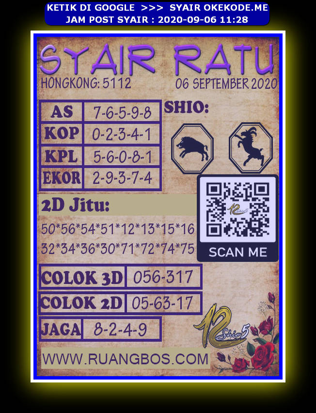 Syair hk 6 September 2020 KODE SYAIR SGP SYAIR HK SYAIR