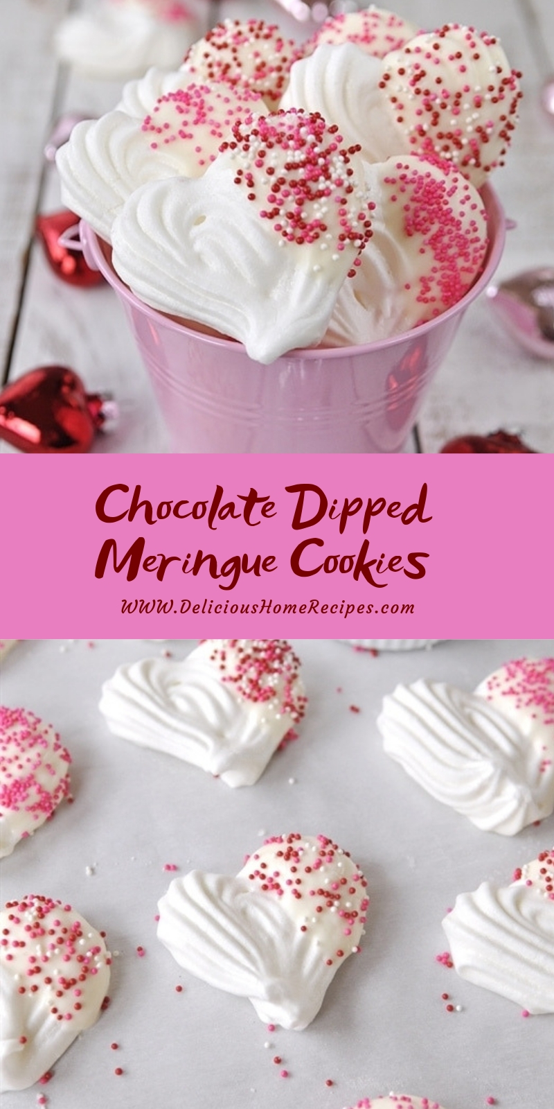 Chocolate Dipped Meringue Cookies #valentine #dessert Chocolate Dipped Meringue Cookies #valentine #dessert