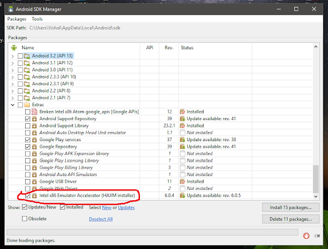 Install Intel HAXM SDK Manager