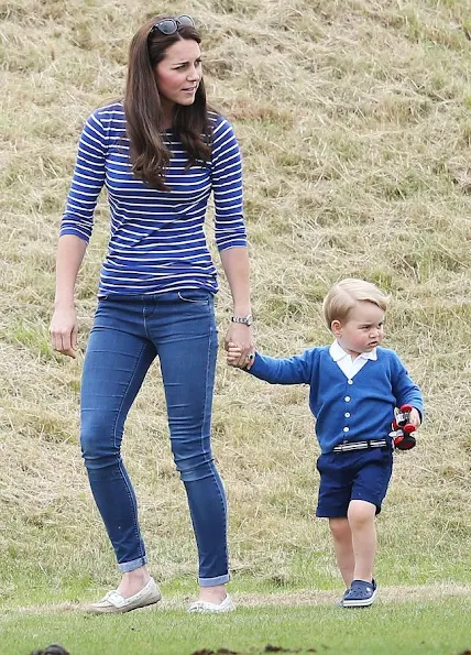 Catherine Duchess of Cambridge and Prince George attends the Gigaset Charity Polo Match with Prince George of Cambridge at Beaufort Polo Club 