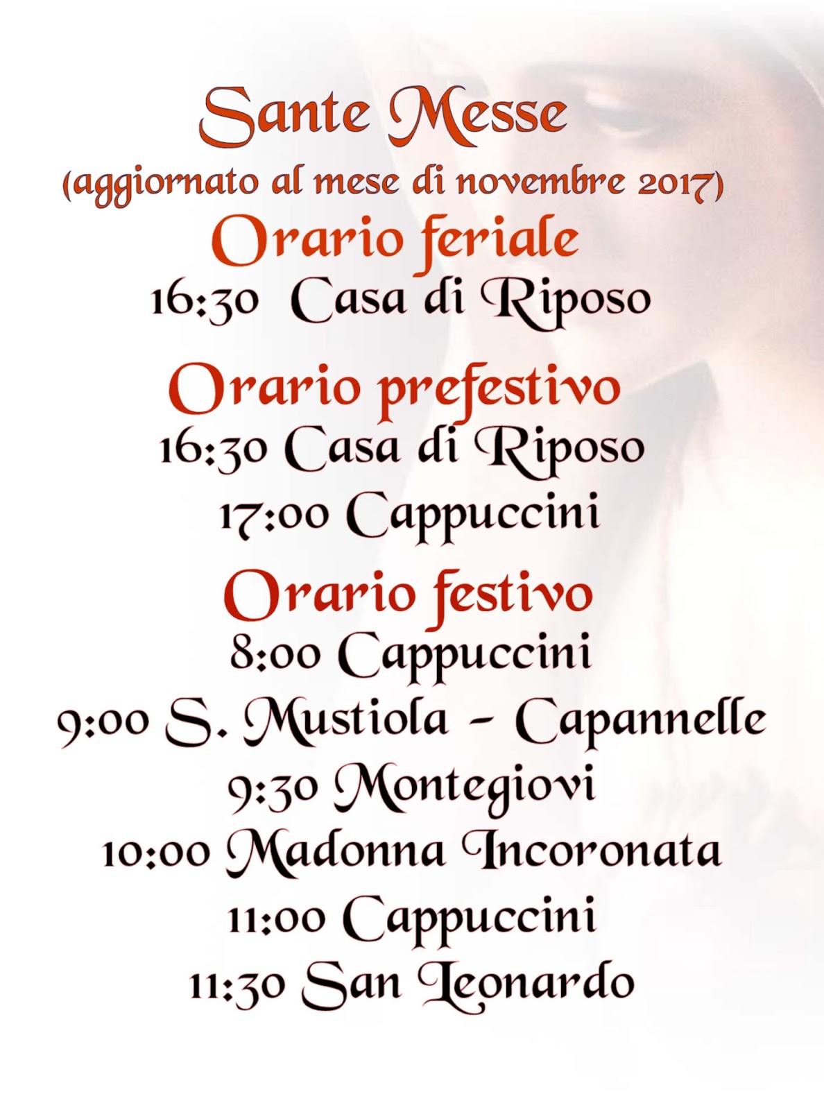 Parrocchia di Arcidosso Orario delle Sante