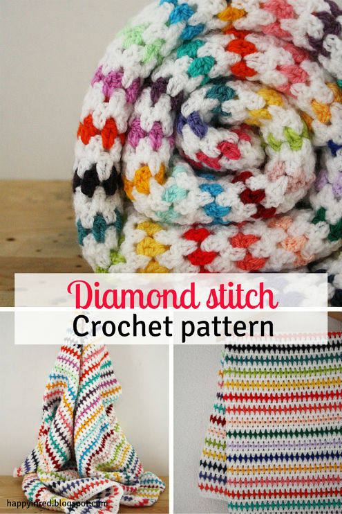 Rainbow blanket, diamond stitch - FREE crochet pattern | Happy in Red Rainbow blanket, diamond stitch - FREE crochet pattern | Happy in Red