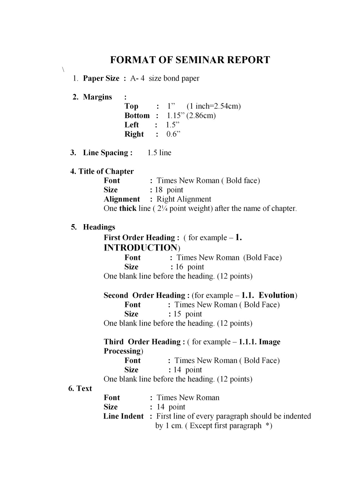 report format for seminar presentation