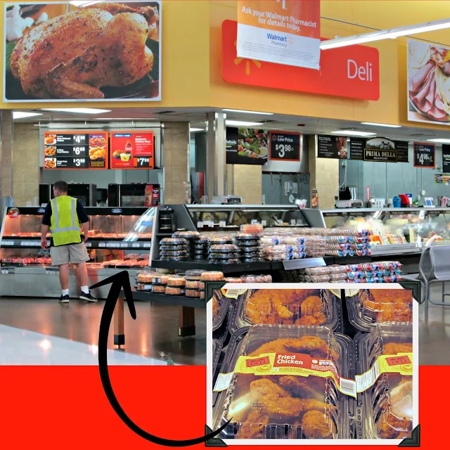 Walmart Deli counter and ready to eat fried chicken