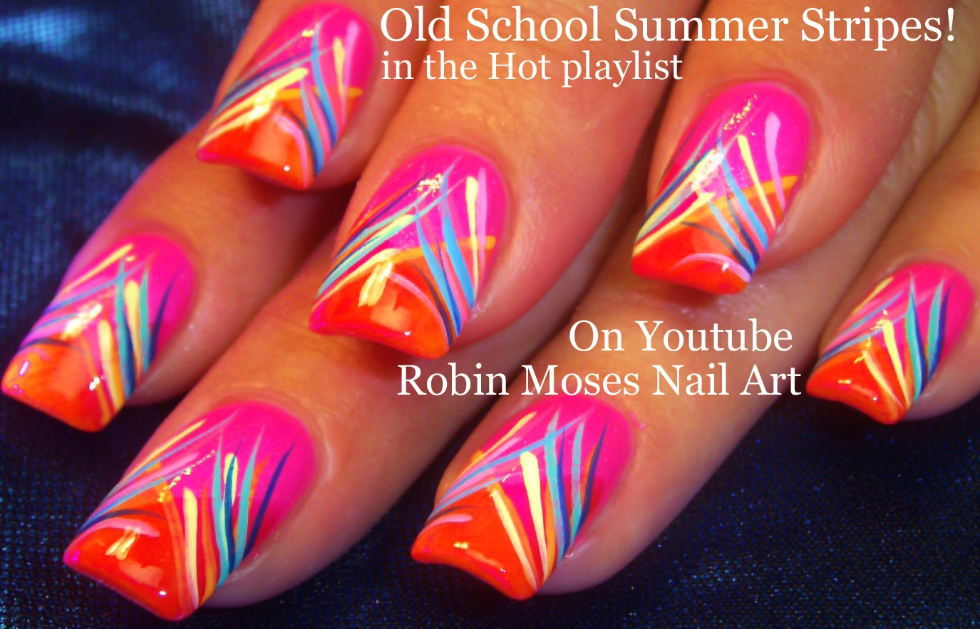 Nail Art by Robin Moses Striped Chevron Tipped Nail Art "how to stripe