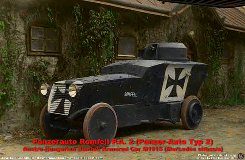Armored Cars In The Wwi Austro Hungarian Romfell P A 2 Panzer Auto 2 Armored Car M1915 Mercedes Chassis