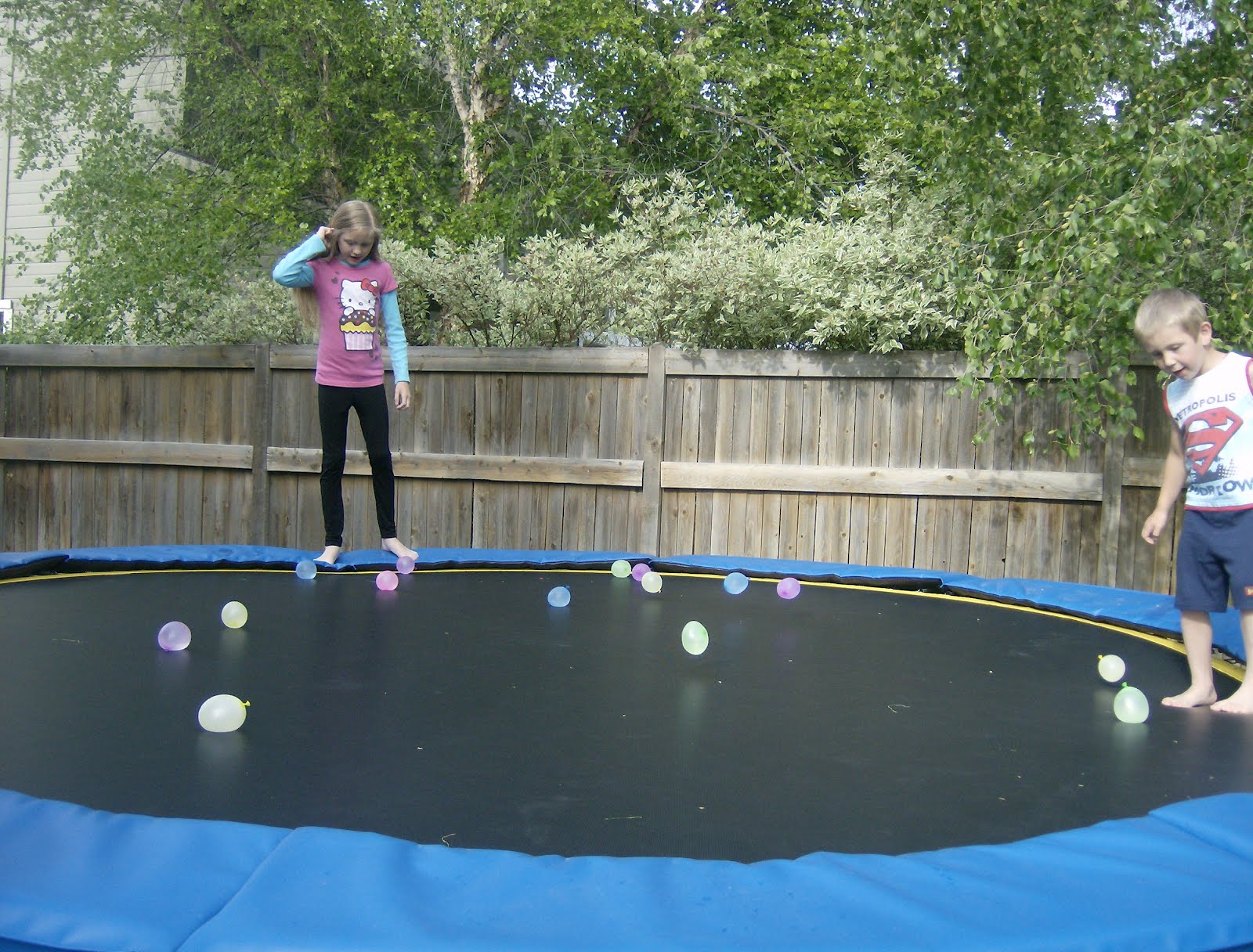 Random Shannon: Water balloons+trampoline=fun