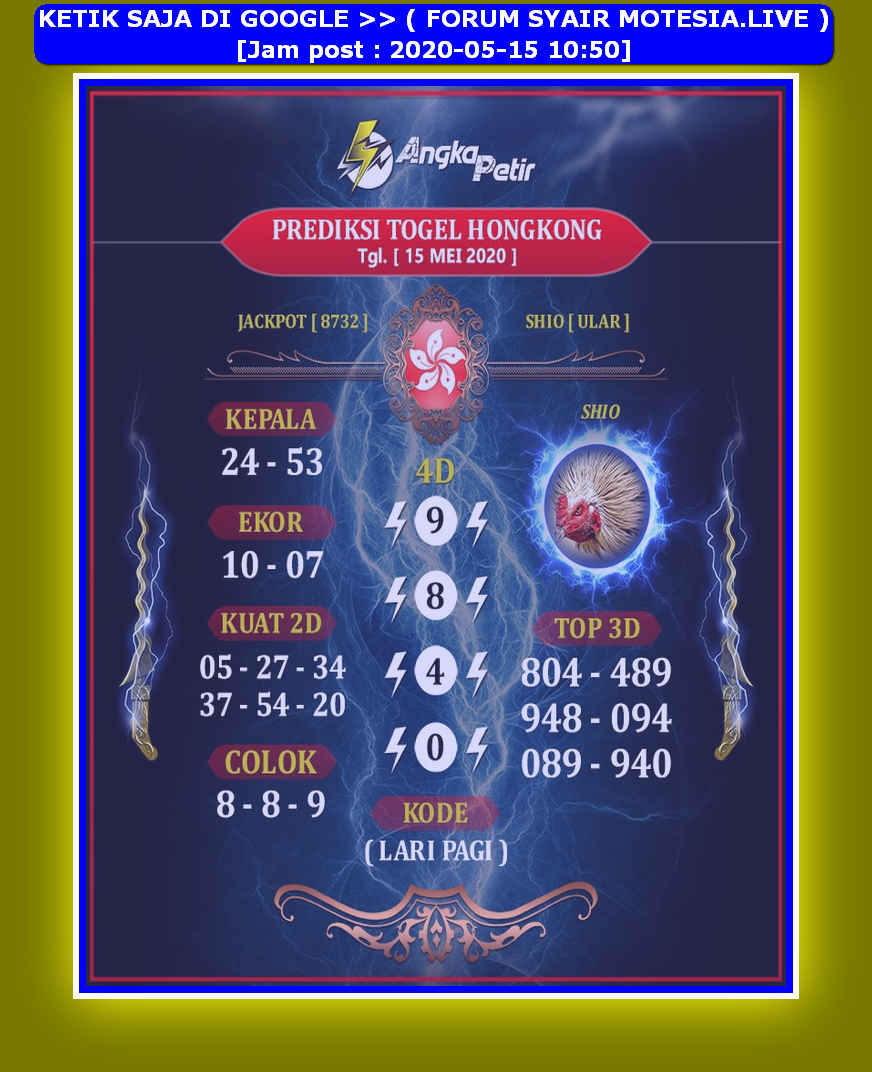 1 New Message Kode Syair Hongkong 15 Mei 2020 Forum Syair Togel Hongkong Singapura Sydney