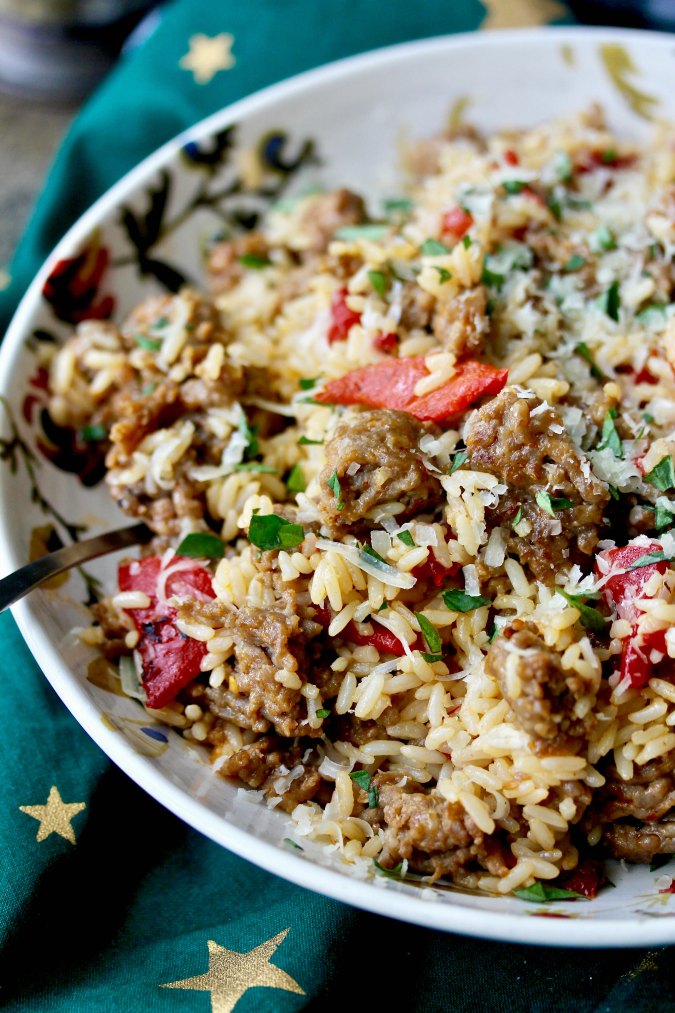 Roasted Peppers with Sausage and Rice
