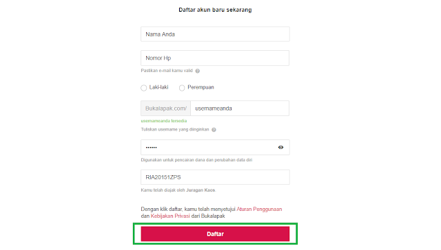 Cara daftar disitus bukalapak