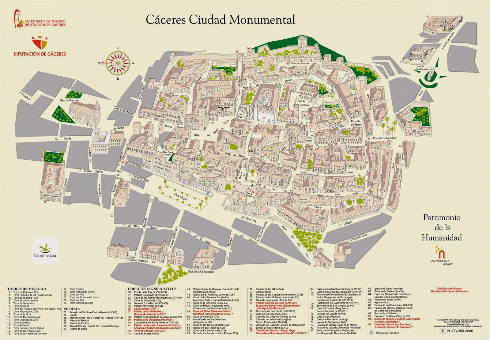 Mapa turístico de Cáceres. Mapa turístico de Cáceres.