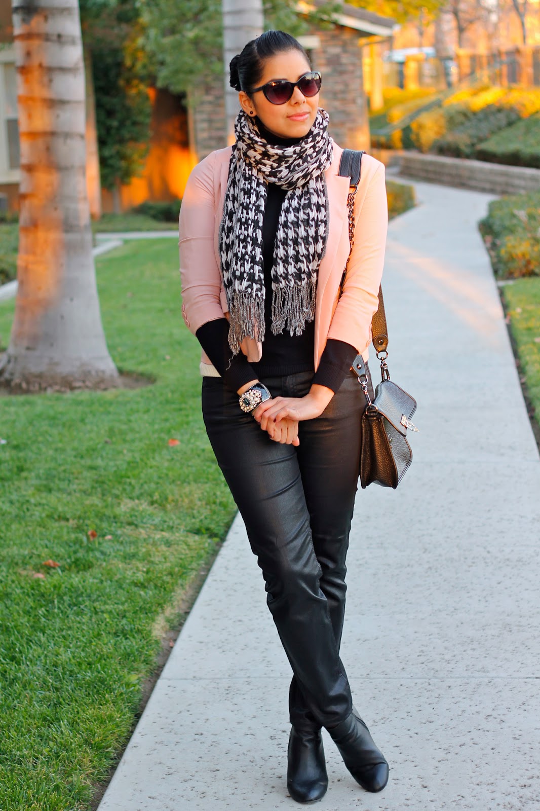 Rose, Houndstooth & Leather