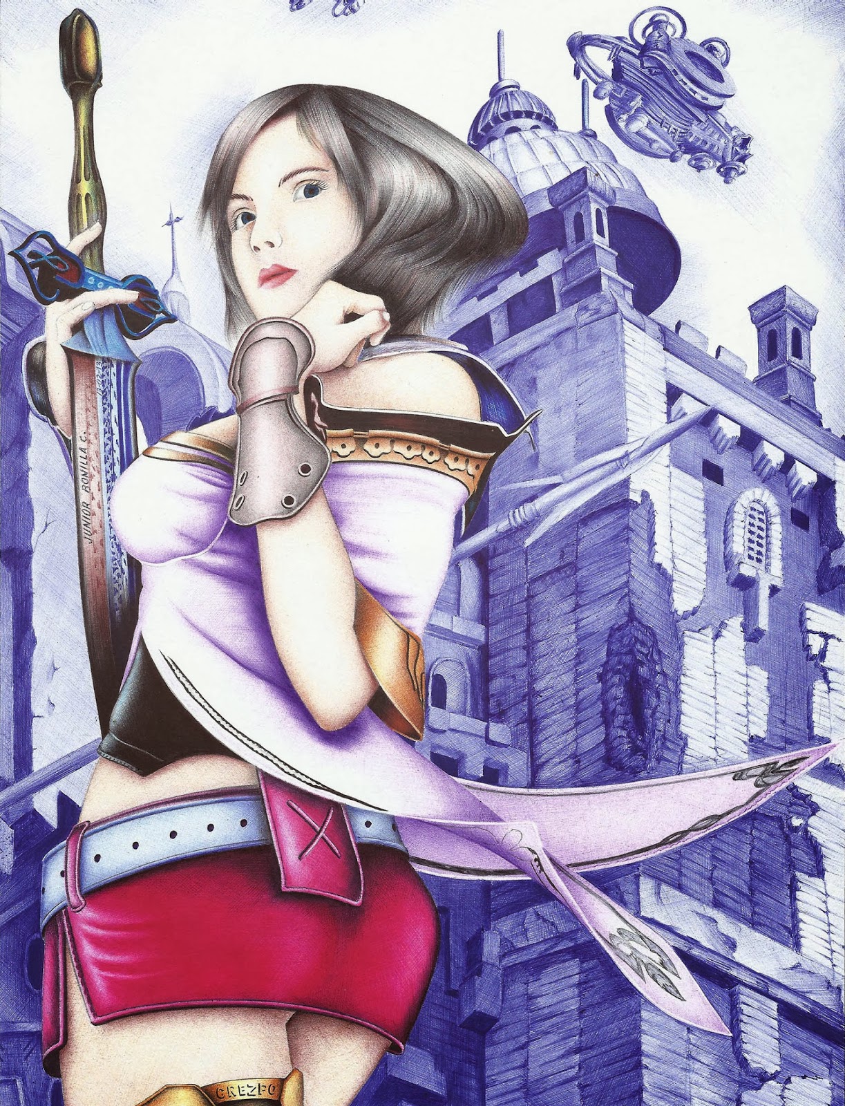 Dibujos y retratos a lapicero Ashe Final Fantasy XII