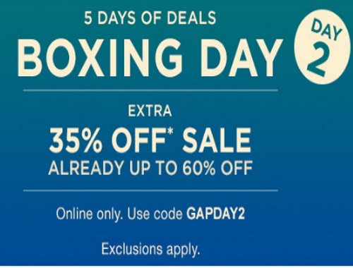 Gap Boxing Day 2 Extra 35% Off Sale Items Promo Code