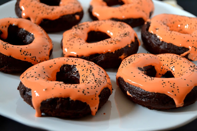 chocolate and marmalade baked doughnuts