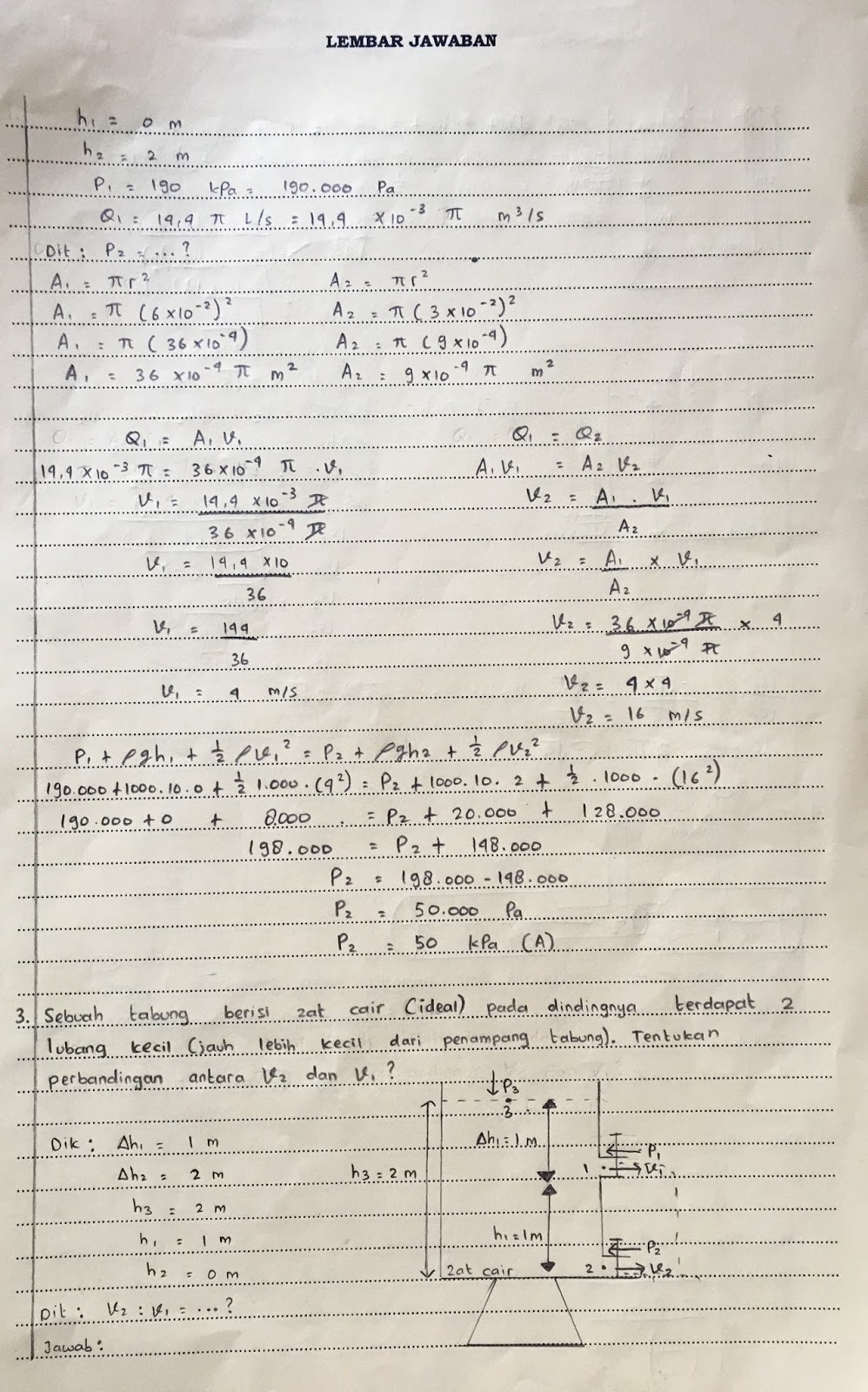 Contoh 4 Soal Fluida Serta Jawabannya