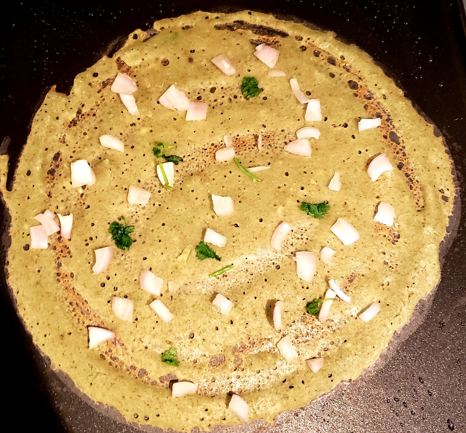 Onion Pesarattu/Green Moong Dal Dosa With Onion