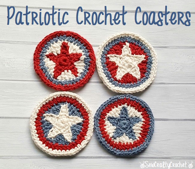 patriotic crochet star coasters pattern