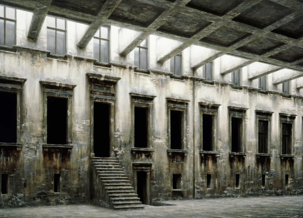 09-Stefan-Hoenerloh-Sedimentation-Process-City-Ghost-Town-Oil-Paintings-www-designstack-co