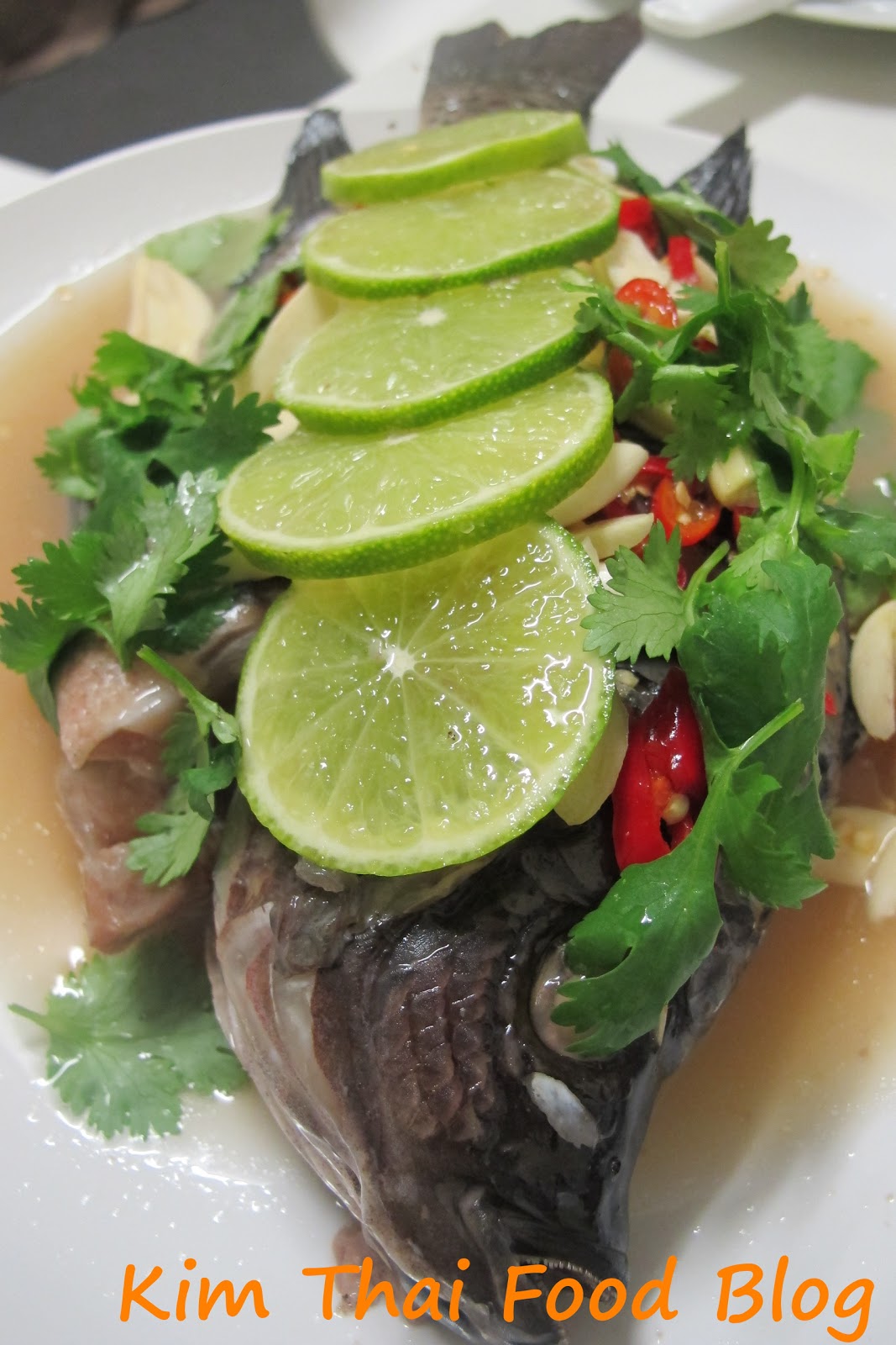 Kim Thai Food Blog Steam Fish with Spicy Lime Sauce (ปลานิลนึ่งมะนาว)