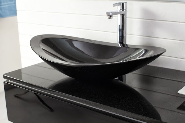 Natural Black Solid Stone Basin - Nero Black Vanity