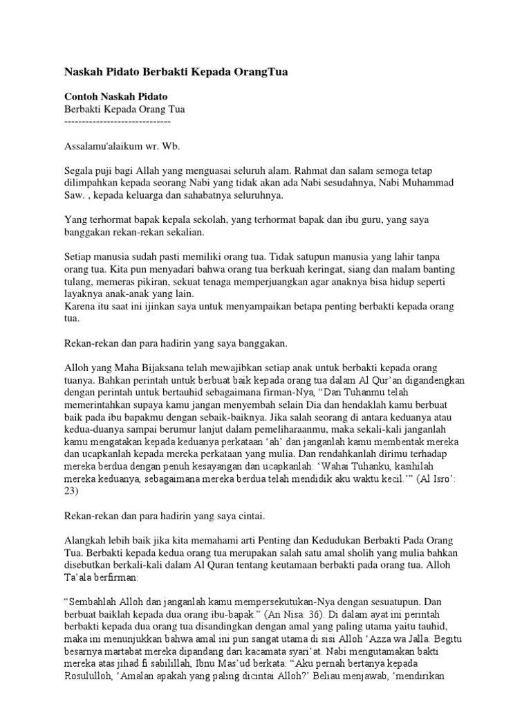 Pidato Singkat Tentang Ibu Dan Ayah