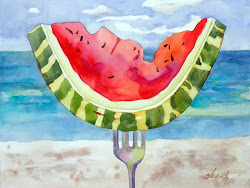 summer fork painting watercolor still beach water july smith kay daily scene kaysmithbrushworks