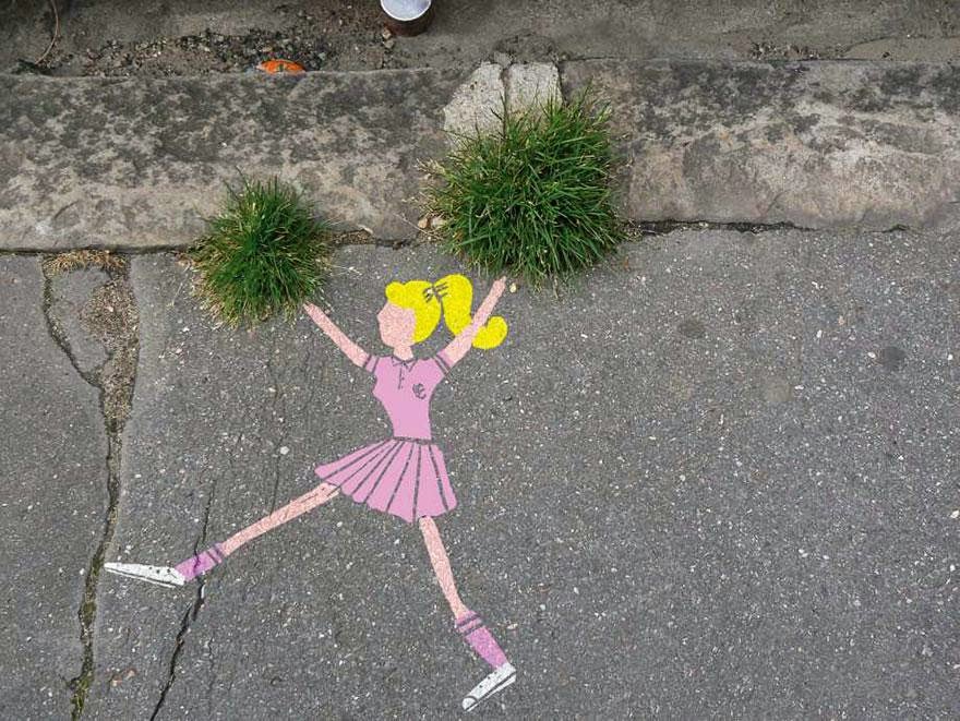 28 Pieces Of Street Art That Cleverly Interact With Their Surroundings - Pom Pom Girl