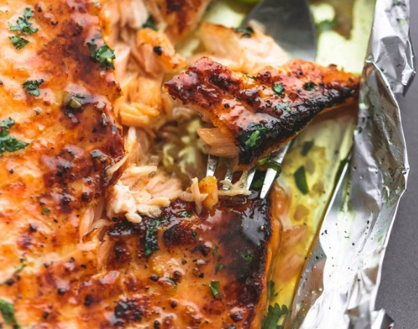 Baked Honey Cilantro Lime Salmon in Foil