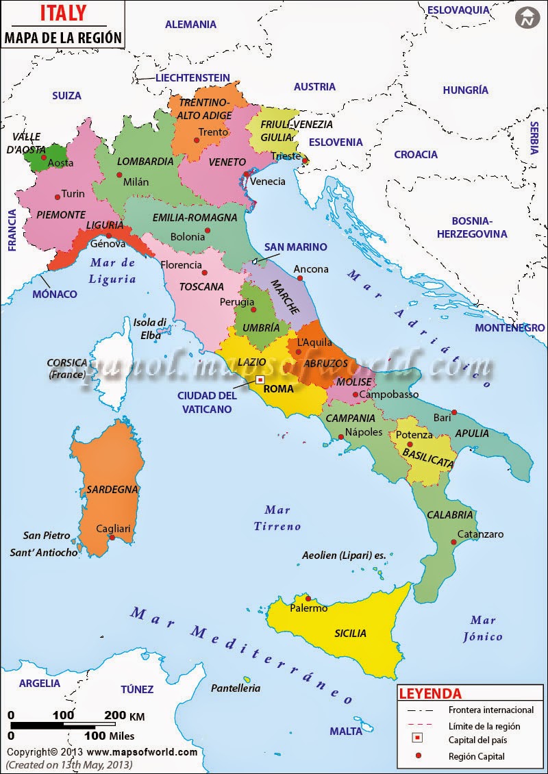 Mapa Politico De Italia Actual