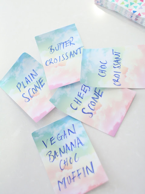 Paperchase, Food place cards, Baby shower, clouds, Confetti print, Lbloggers, Fbloggers, Pregnancy blog