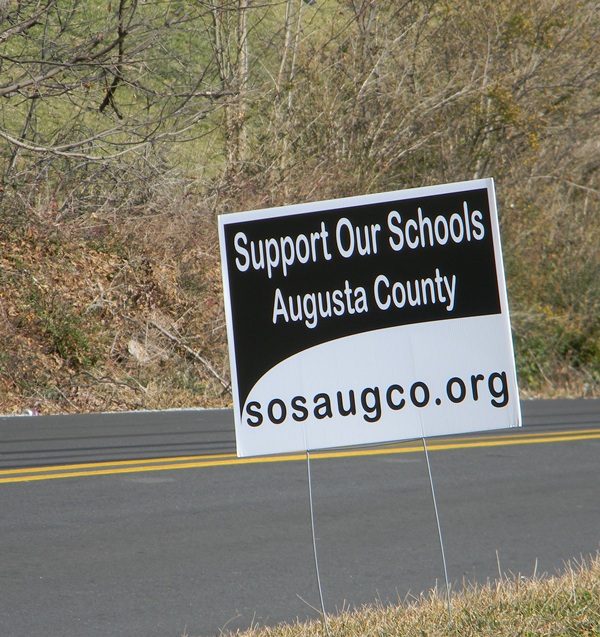 SWAC Girl Augusta County Save Our Schools (SOS) takes battle to yard