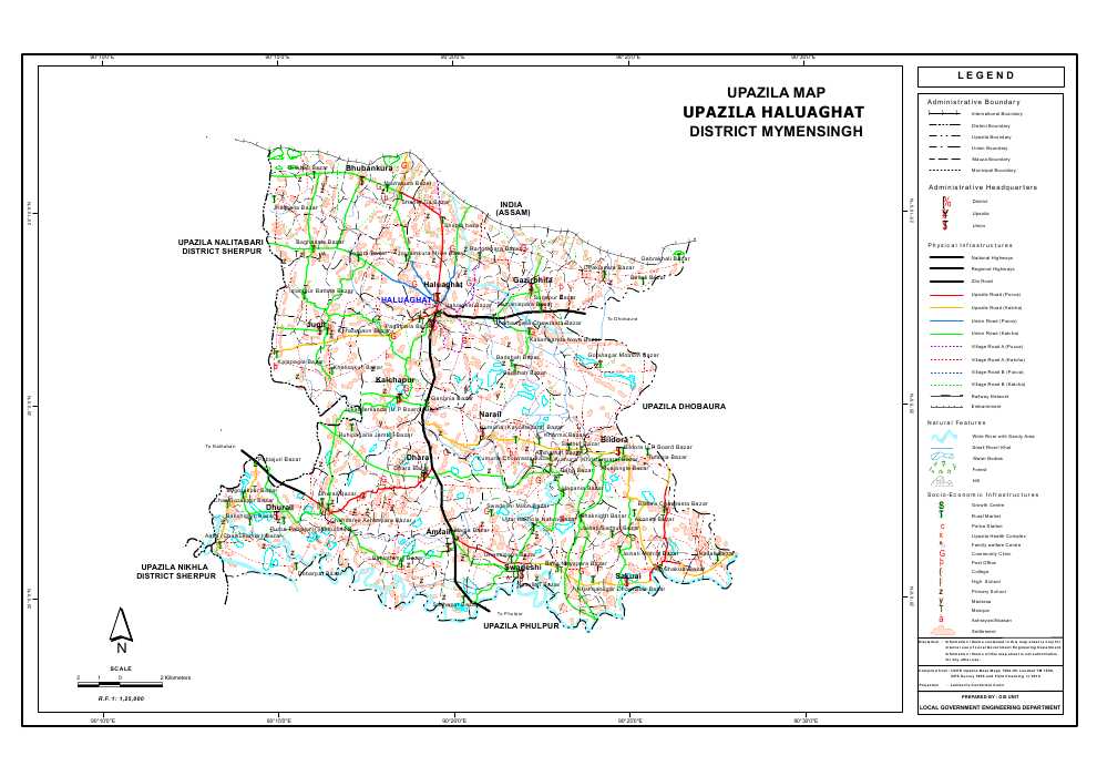 Haluaghat Upazila Map Mymensingh District Bangladesh