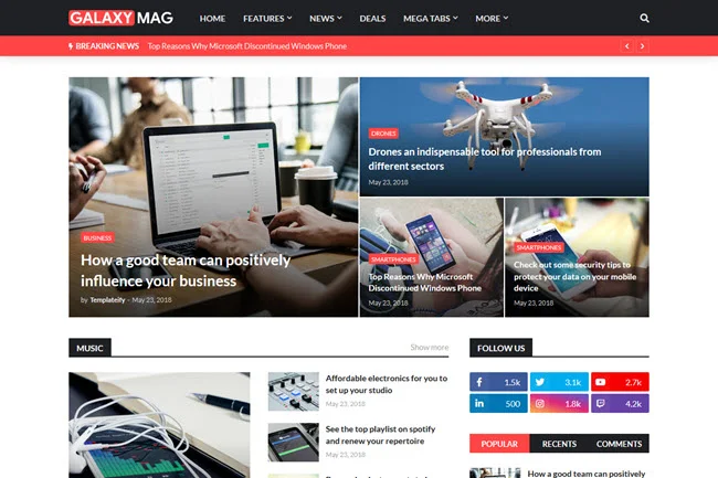 [Free Download] GalaxyMag - Responsive News & Magazine Blogger Template