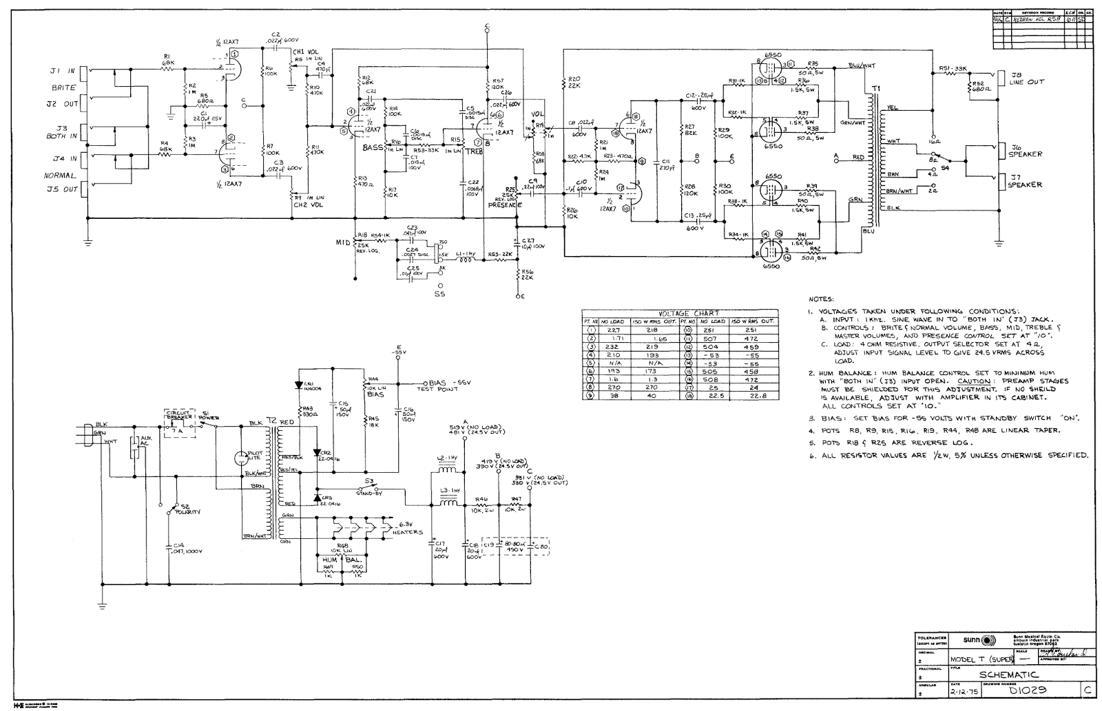 Sunn Model T original schematic | Model t, The originals, Diagram