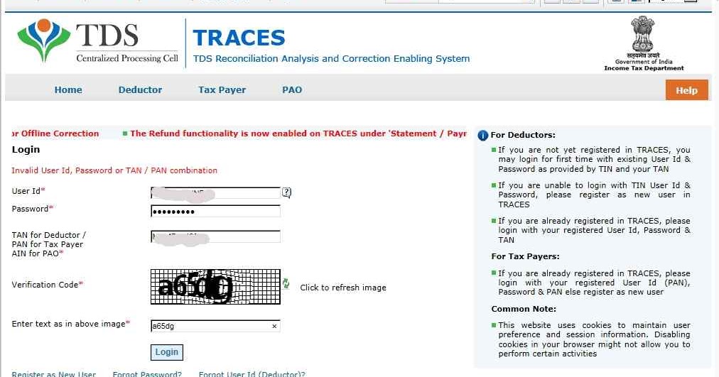 Correct Procedure for eFiling of TDS/TCS statements on Tax eFiling website from May 2016
