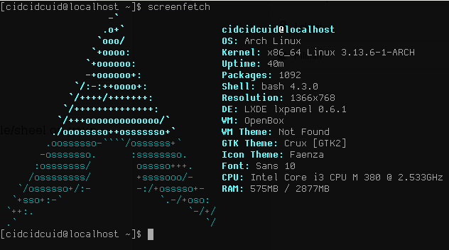 How to show archlinux system information in cli using archey & screenfetch