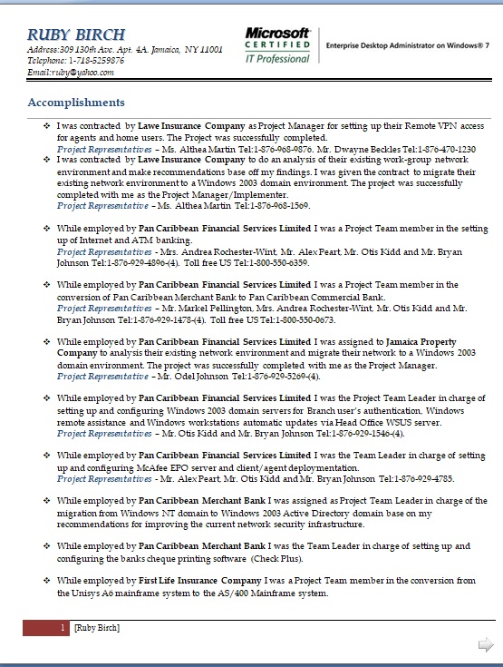 mainframe resume