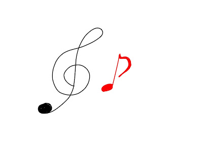 アイコン 「音楽」 (作: 塚原 美樹) ～ 最後に音符のヒゲを描く