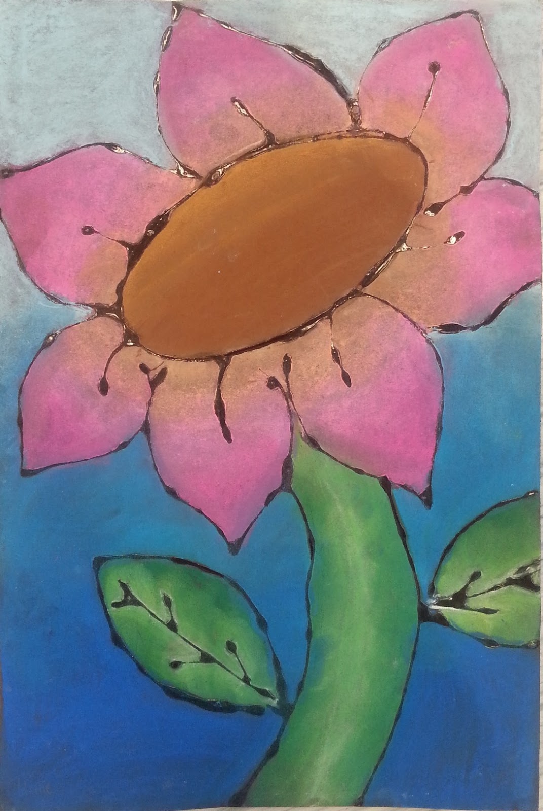 a faithful attempt Chalk Pastels and Glue Sunflowers