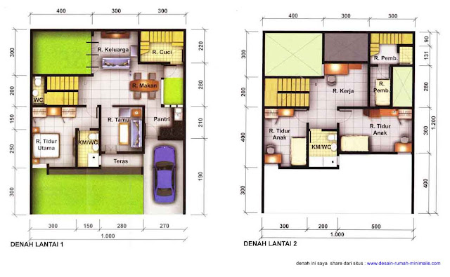   Denah Rumah Minimalis Modern 2 Lantai 120 M2