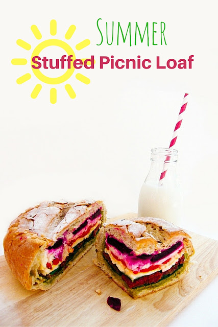 A bright and colourful picnic loaf, layered with delicious sandwich fillings and wrapped overnight for a self-contained picnic lunch that will bring a smile to everyone's face (with veggie and vegan options). Why not use this technique and try your own filling. It's perfect for summer lunches. A bright and colourful picnic loaf, layered with delicious sandwich fillings and wrapped overnight for a self-contained picnic lunch that will bring a smile to everyone's face (with veggie and vegan options). Why not use this technique and try your own filling. It's perfect for summer lunches.
