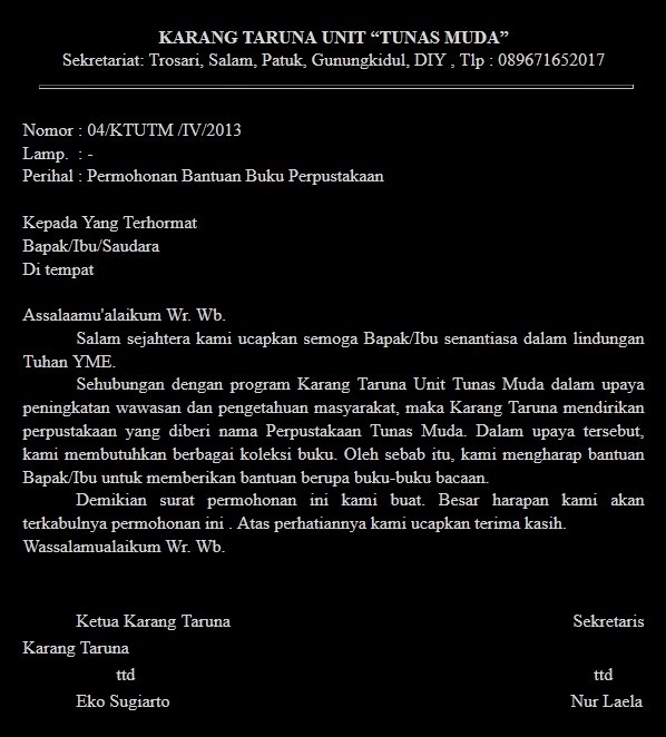 Contoh Surat Permohonan Bantuan Buku 2019 Andri's Blog