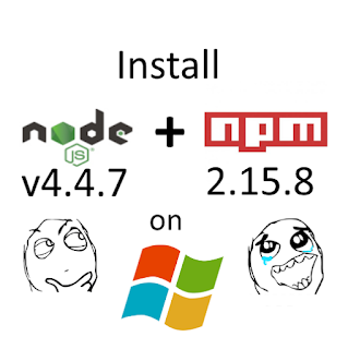 Install node.js v4.4.7 and npm 2.15.8 on Windows