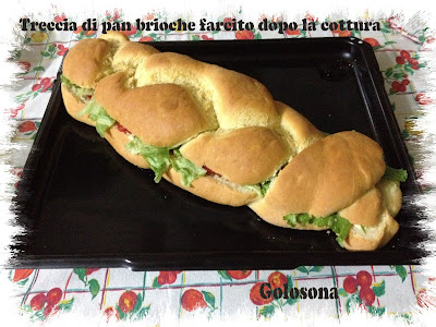 treccia di pan brioche farcito dopo la cottura