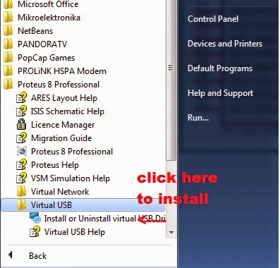 How to install Virtual USB in proteus