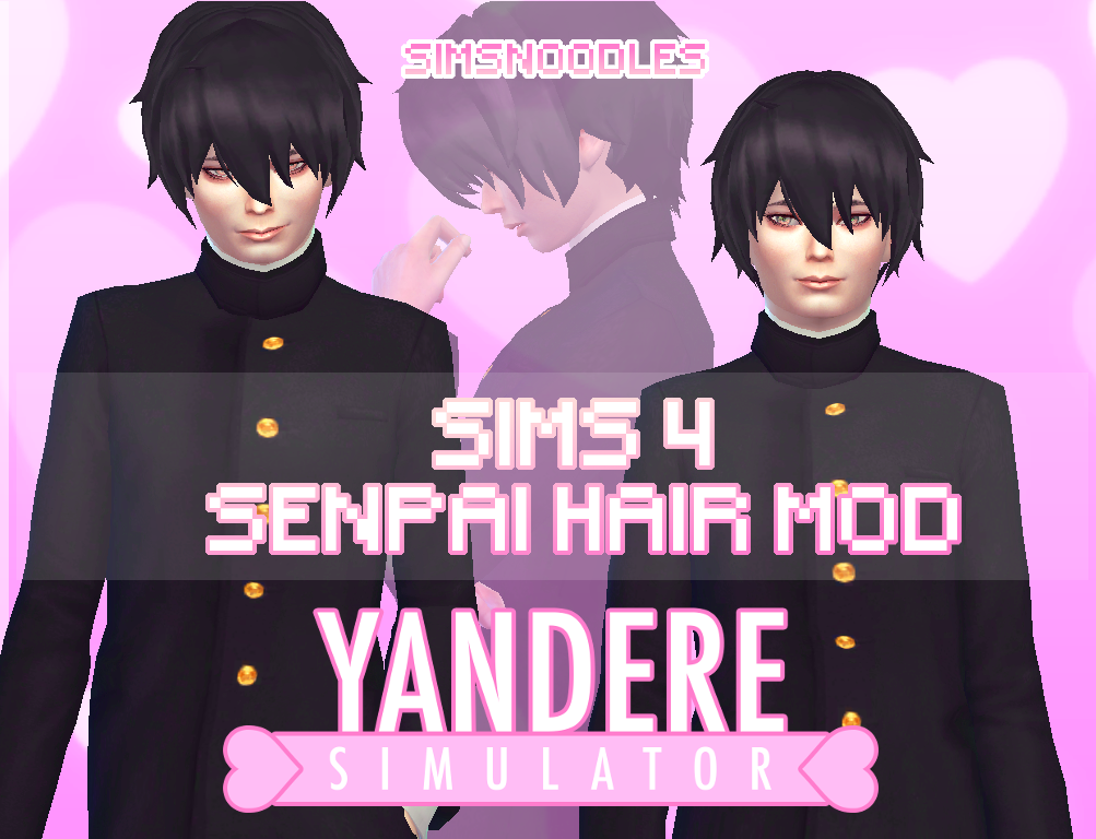 SimsNoodles: Sims 4 Mod - Yandere Simulator - Senpai / Taro Yamada Hair Mod...